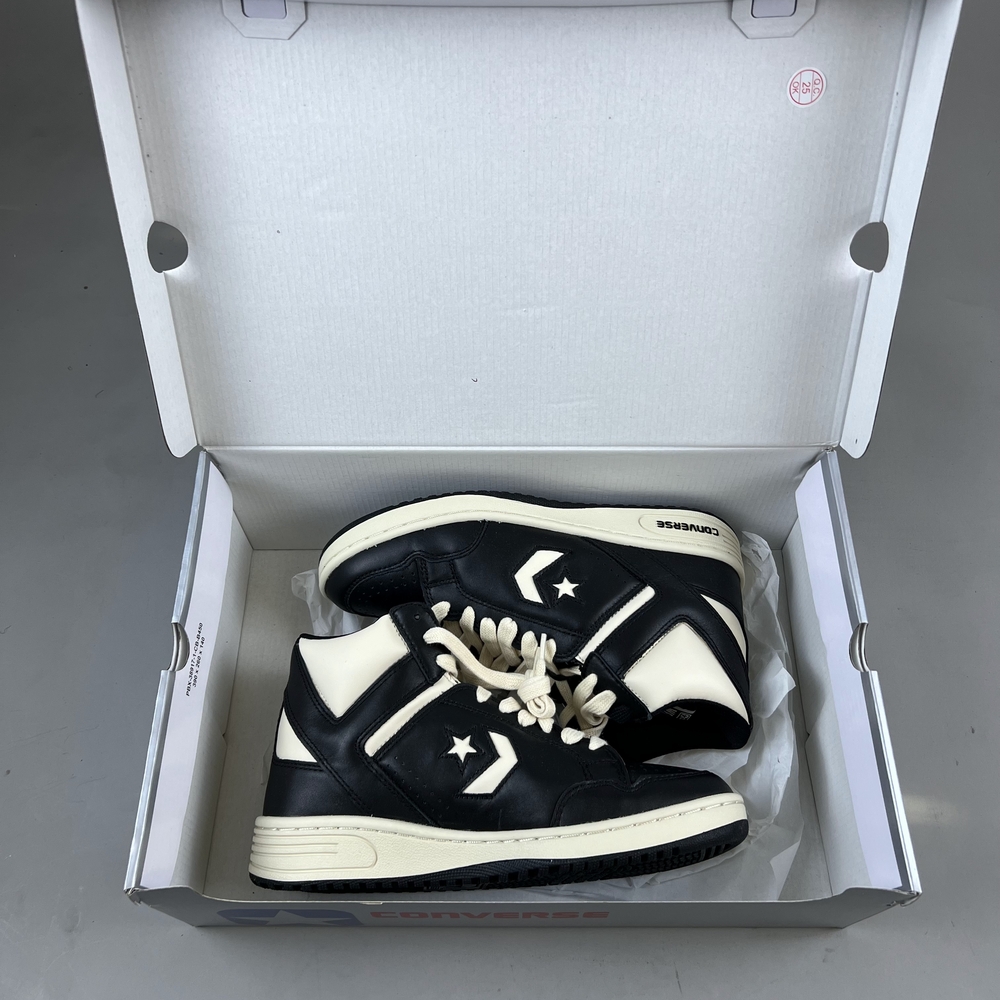 Converse weapon Black and Cream High-Top Athletic Sneakers streetwear old money